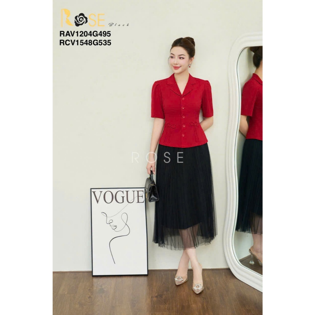 Áo sơ mi kí giả nữ công sở cao cấp ROSE BLACK chất Xước Hàn dày dặn, co dãn nhẹ, không bai, không xù