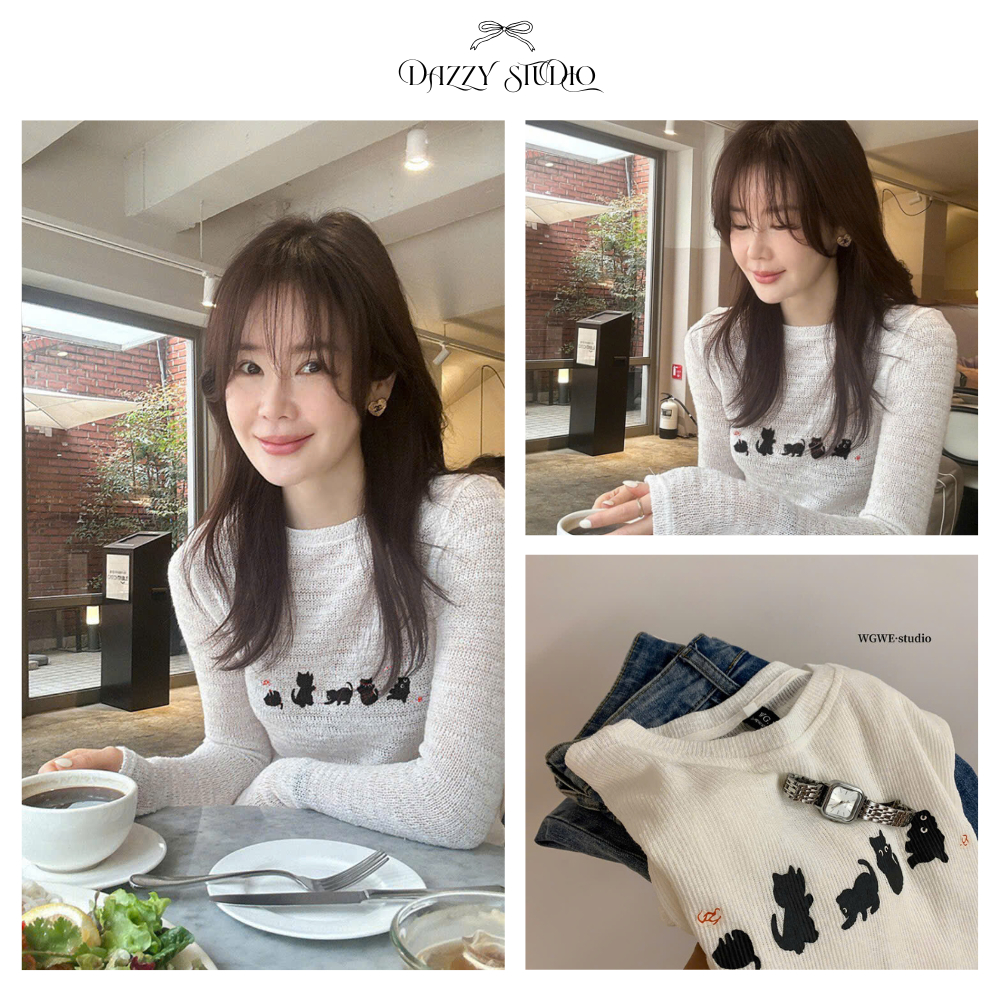 [Dazzy x WGWE] [Sẵn] Áo Thun Nữ Dài Tay Form ôm WGWE – Mặc Thu Đông ...