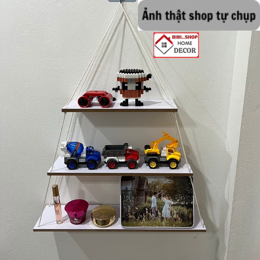 Kệ treo tường, Kệ treo dây tặng kèm đinh và dây treo nhiều kích thước dễ phù hợp mọi không gian