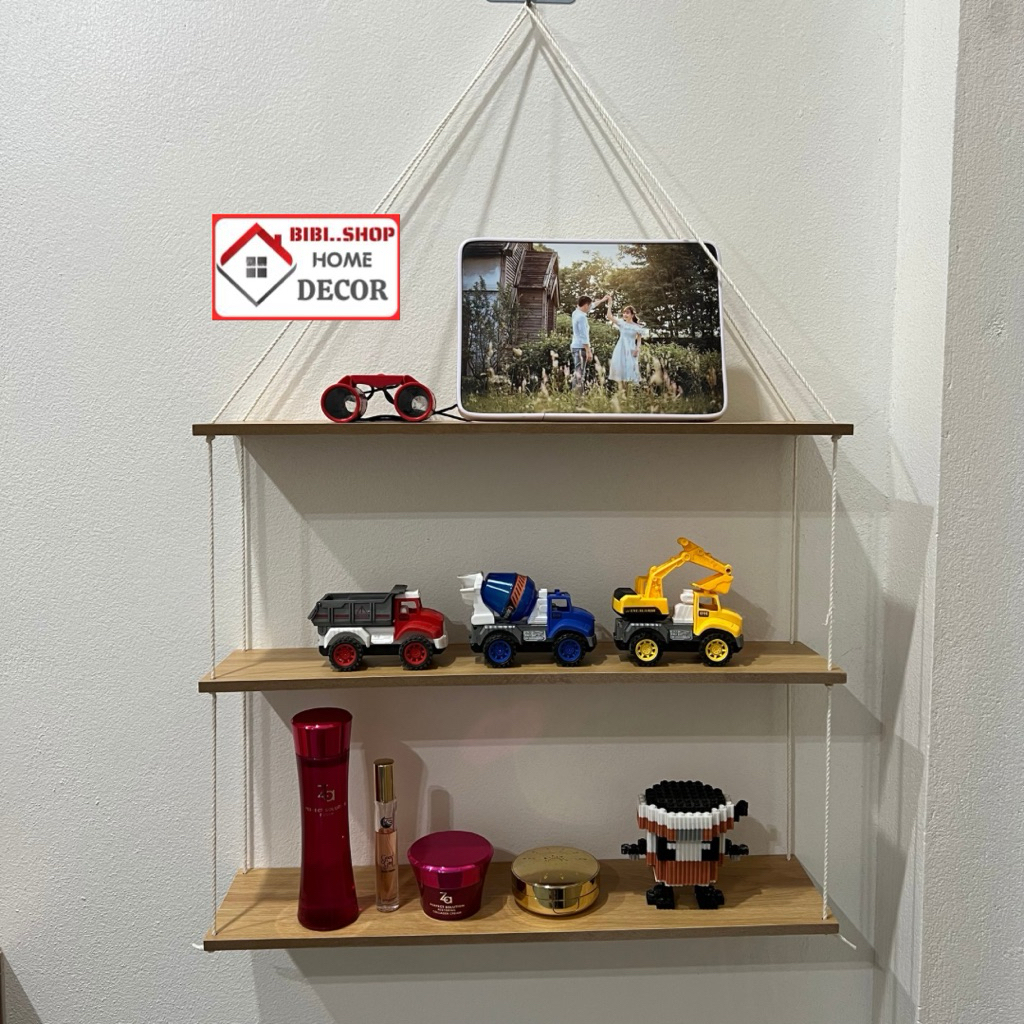 Kệ treo dây tặng kèm đinh và dây treo - Kệ gỗ treo tường decor đa dạng kích thước phù hợp mọi không gian