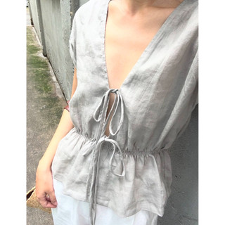 𝙇𝙊𝙉𝘼 𝙏𝙊𝙋 - Áo Linen buộc