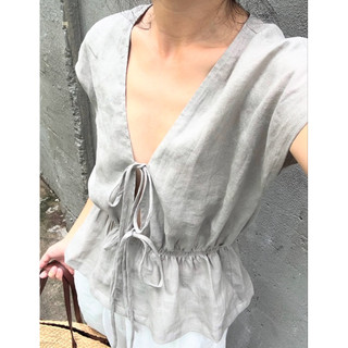 𝙇𝙊𝙉𝘼 𝙏𝙊𝙋 - Áo Linen buộc