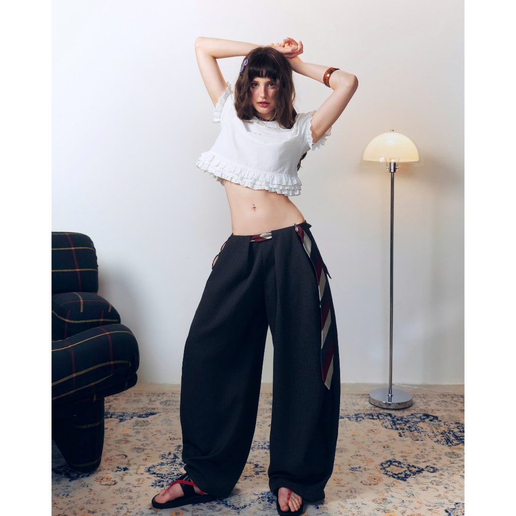 Lasso trousers - Remmus | Quần tây ống rộng vải twill dày dặn mềm mát cho nữ
