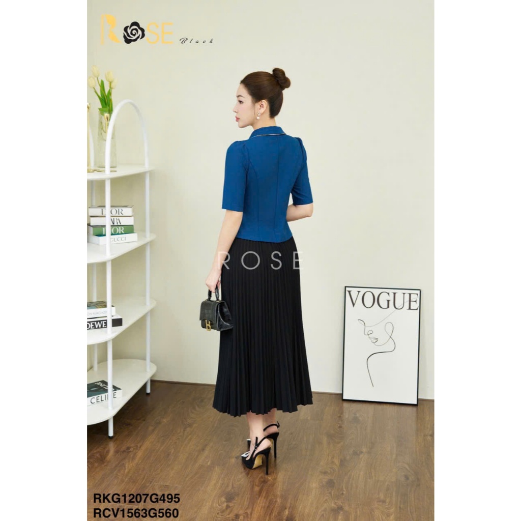 Áo sơ mi kí giả nữ công sở cao cấp ROSE BLACK chất Xước Hàn dày dặn, co dãn nhẹ, không bai, không xù