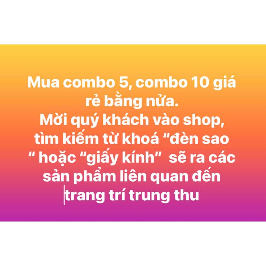 Đèn ông sao giấy kính truyền thống đầy đủ  cán cầm vui Tết trung thu và đèn sao không vòng decor