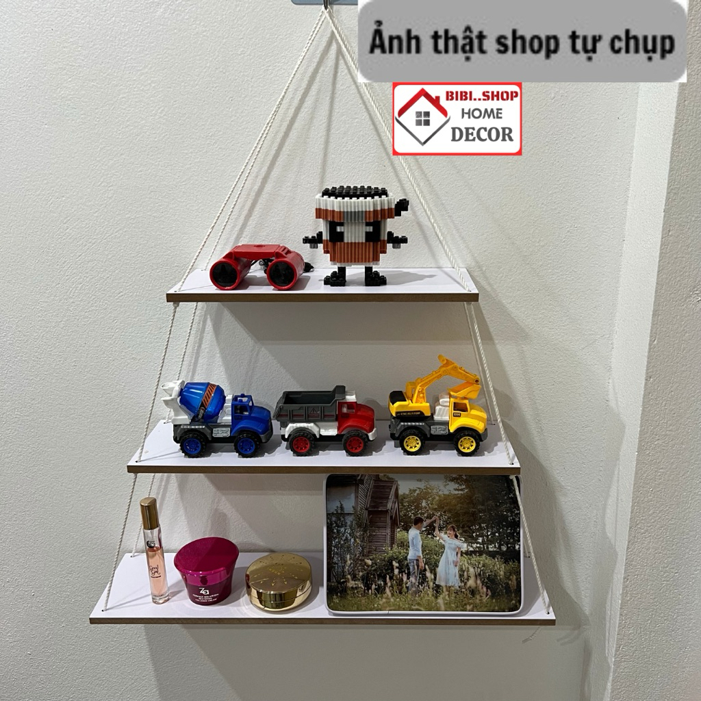 Kệ treo dây tặng kèm đinh và dây treo - Kệ gỗ treo tường decor đa dạng kích thước phù hợp mọi không gian