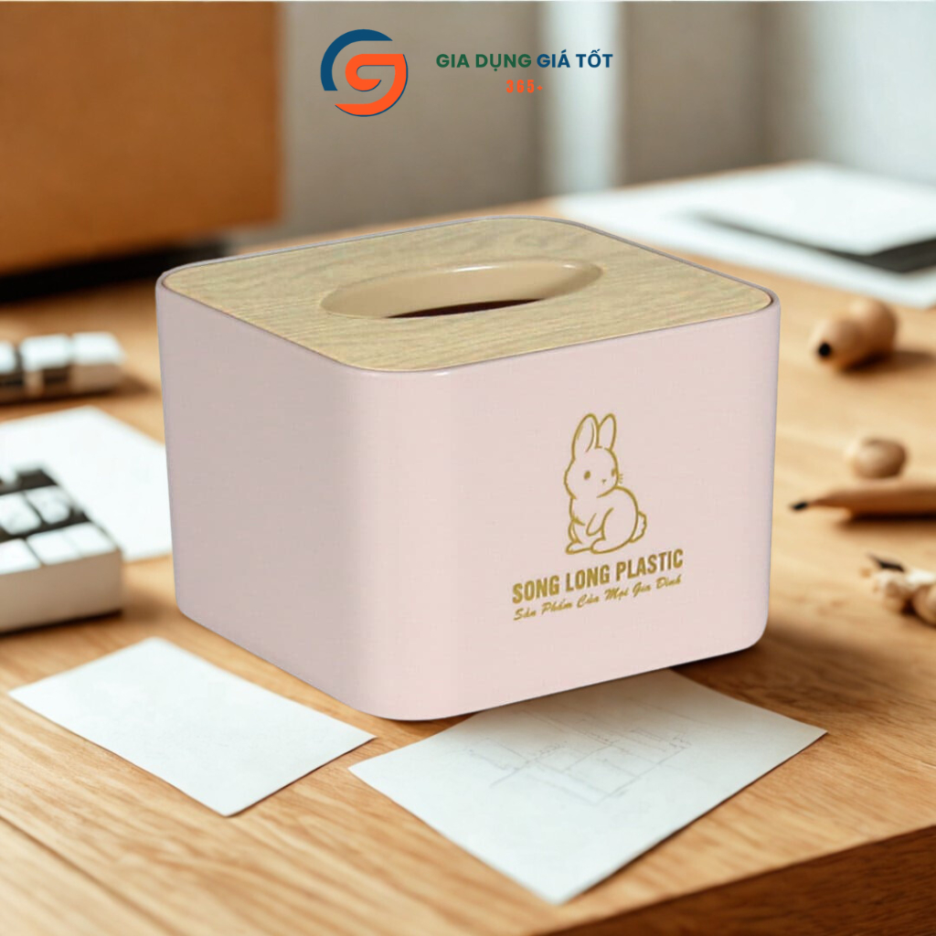 Hộp đựng khăn giấy Song Long mini vuông, hộp đựng giấy ăn bàn ăn, phòng khách, văn phòng tiện dụng