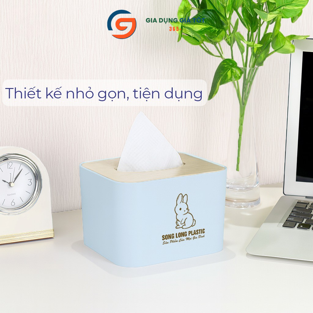 Hộp đựng khăn giấy Song Long mini vuông, hộp đựng giấy ăn bàn ăn, phòng khách, văn phòng tiện dụng