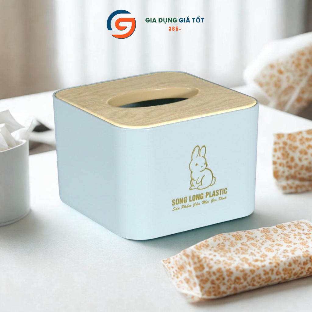 Hộp đựng khăn giấy Song Long mini vuông, hộp đựng giấy ăn bàn ăn, phòng khách, văn phòng tiện dụng