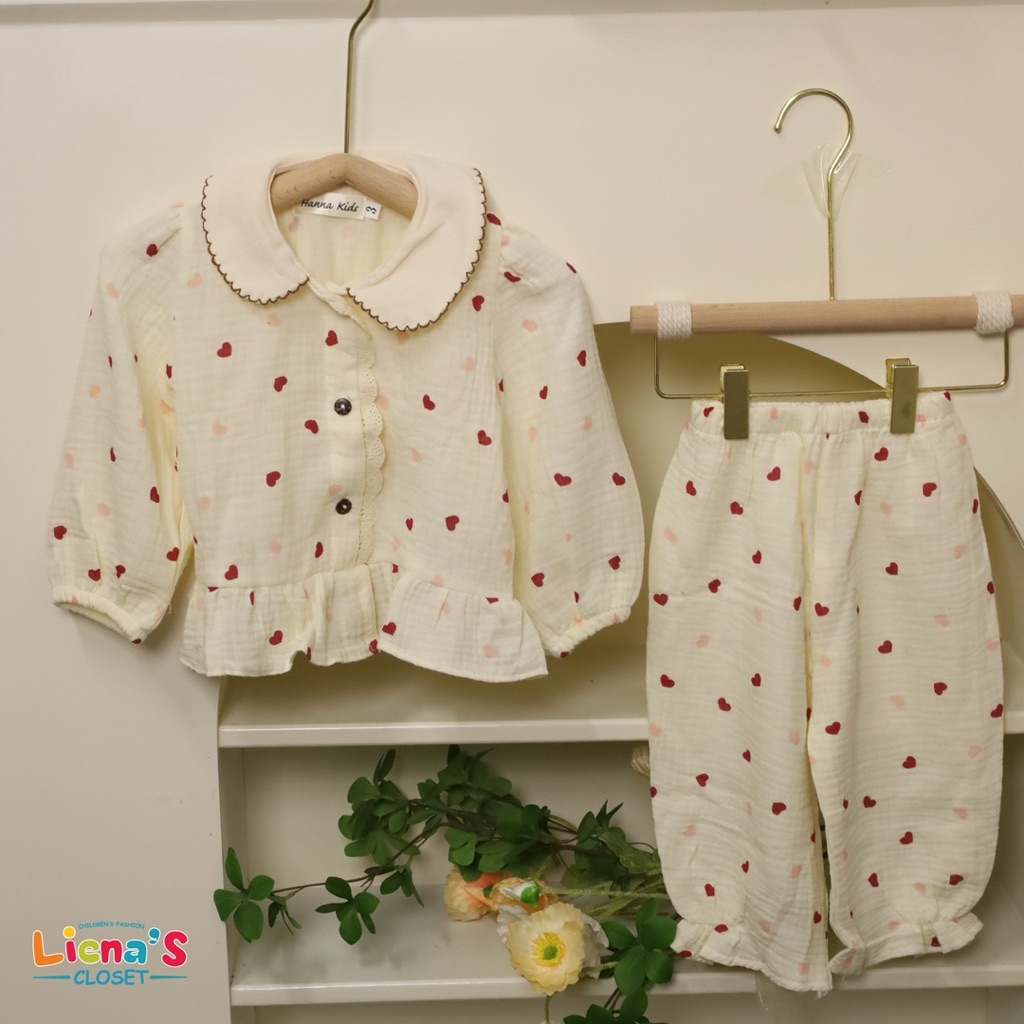 Bộ Pijama Dài Tay Cổ Sen Cài Cúc Cho Bé Yêu Tiệm Nhà Bơ