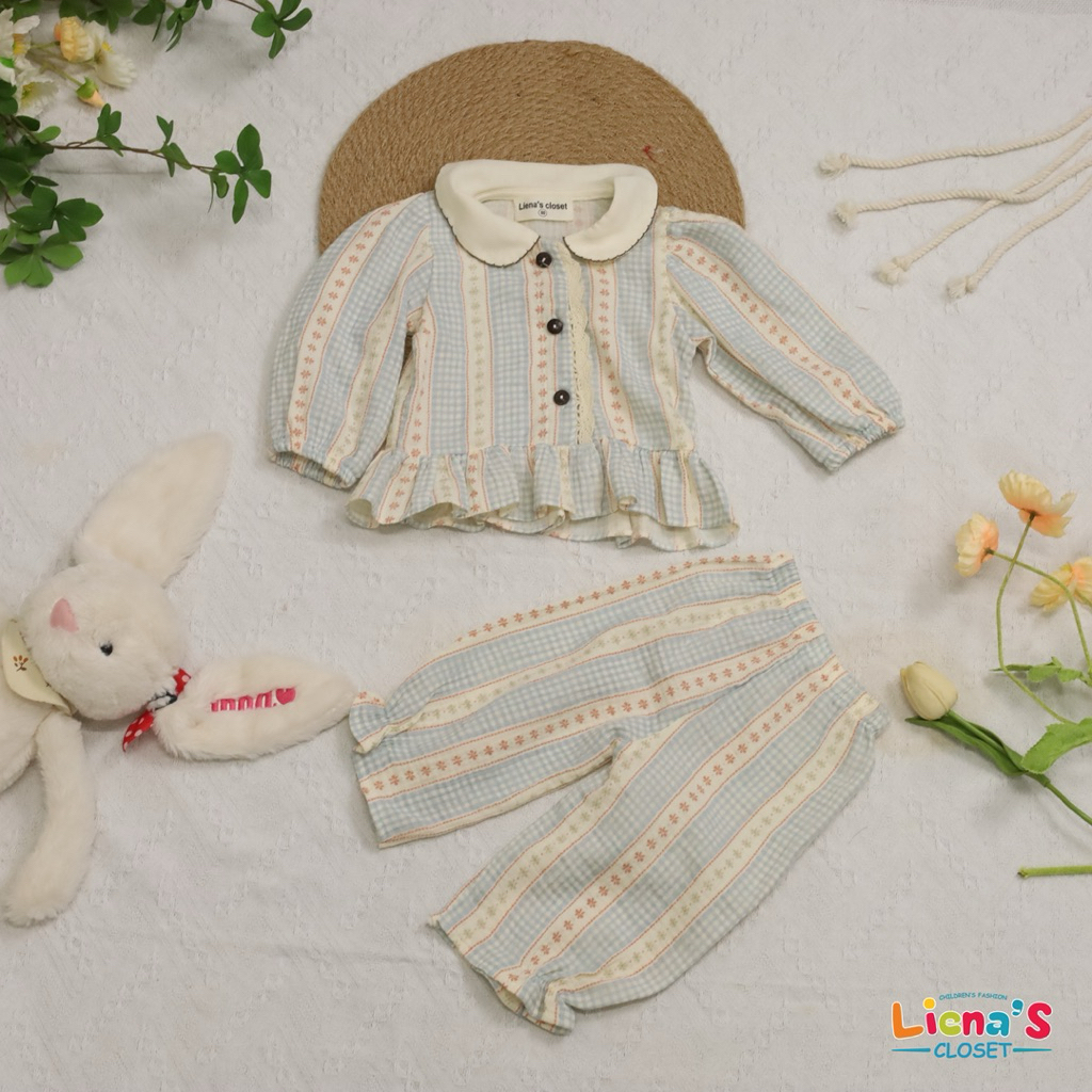 Bộ Pijama Dài Tay Cổ Sen Cài Cúc Cho Bé Yêu Tiệm Nhà Bơ