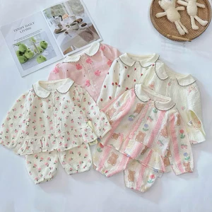 Bộ Pijama Dài Tay Cổ Sen Cài Cúc Cho Bé Yêu Tiệm Nhà Bơ