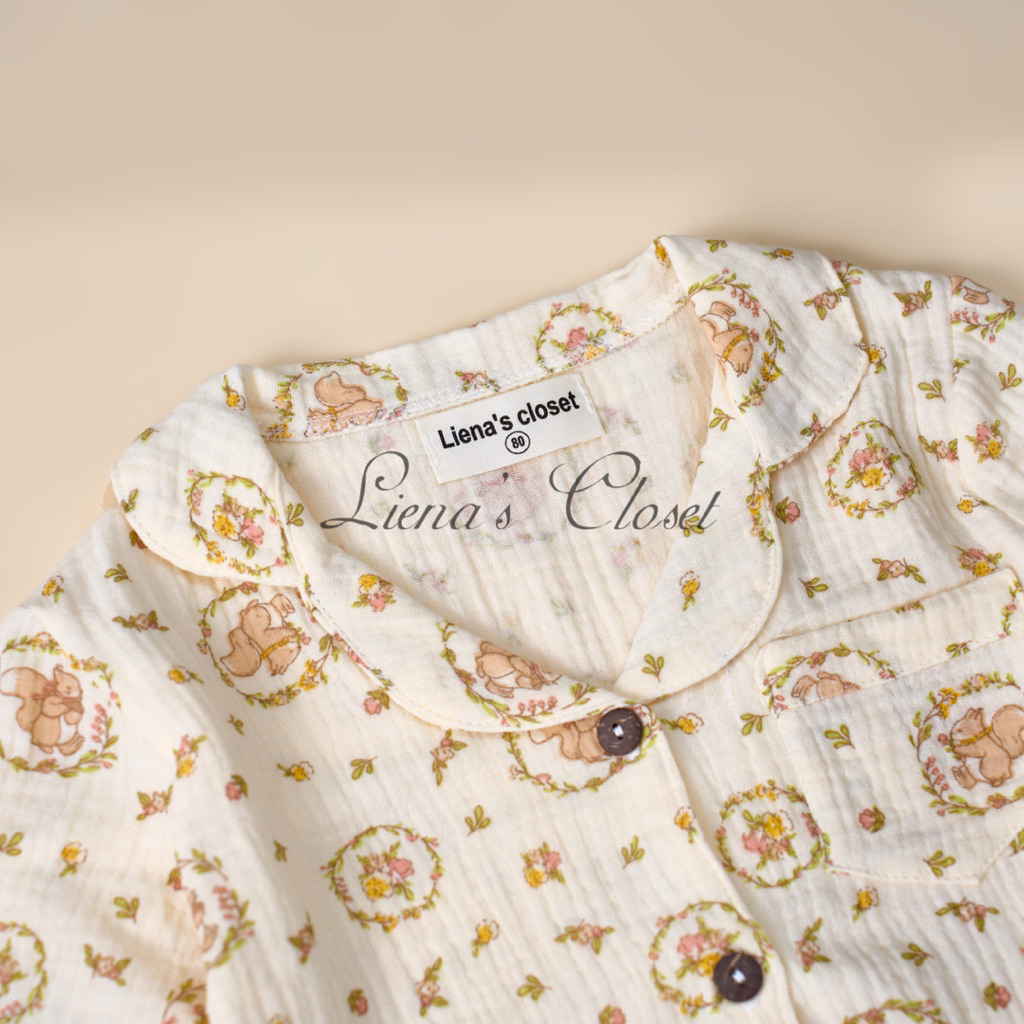Pijama Xô Muslin Dài Tay Cho Bé Gái/ Bé Trai 1-5 Tuổi Tiệm Nhà Bơ