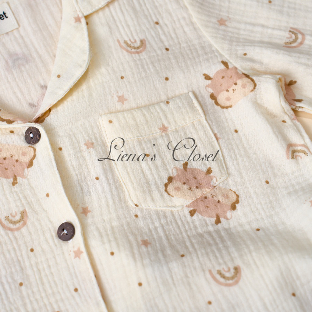Pijama Xô Muslin Dài Tay Cho Bé Gái/ Bé Trai 1-5 Tuổi Tiệm Nhà Bơ