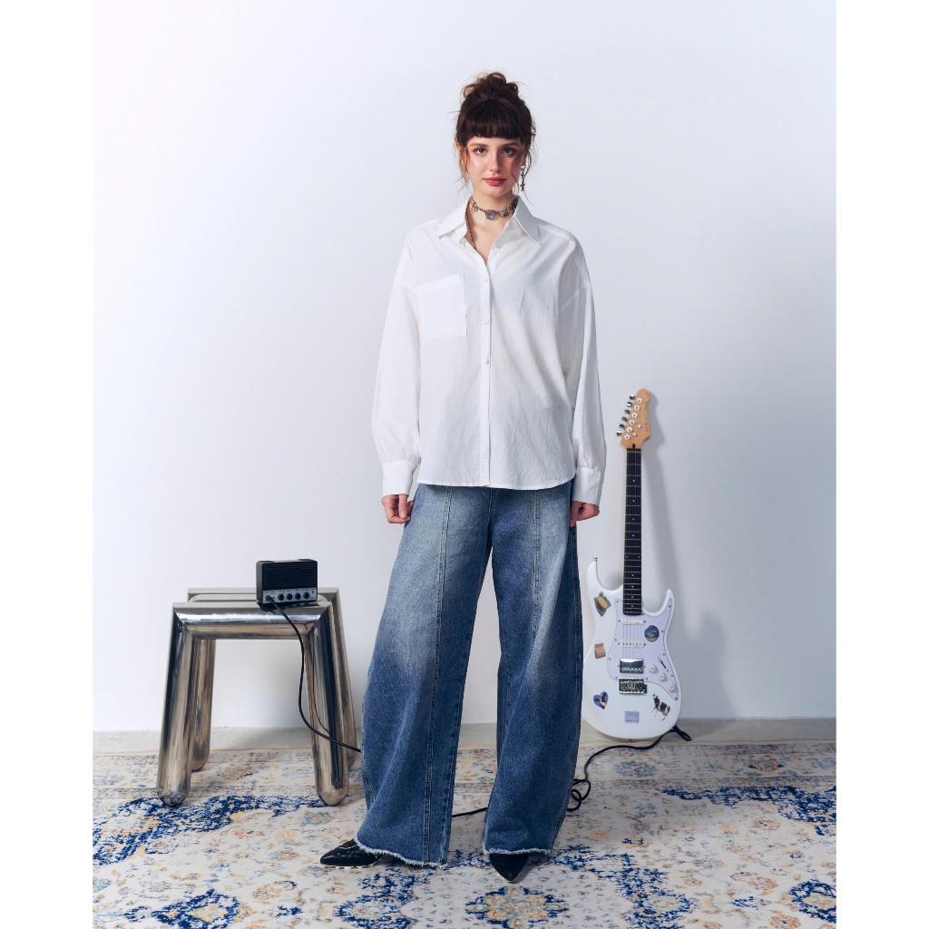 Remmus basic shirt - Áo sơ mi chất liệu cotton thô thoáng mát thêu logo Remmus