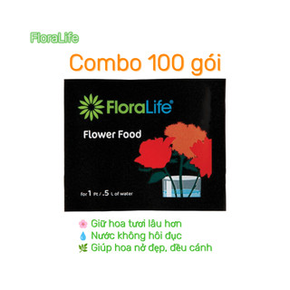 Combo 100 Gói Thuốc Dưỡng Hoa FloraLife Nhập Khẩu Từ Mỹ Giúp Hoa Tuơi Lâu Tàn Không Hôi Nước