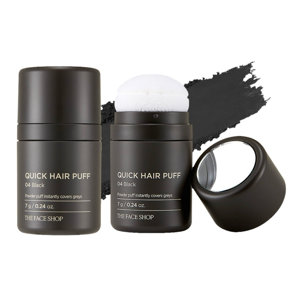 Thuốc nhuộm tóc 5 phút + Quick Hair Puff + Caffeine Hair Cushion che phủ thưa tóc (Đen tự nhiên)