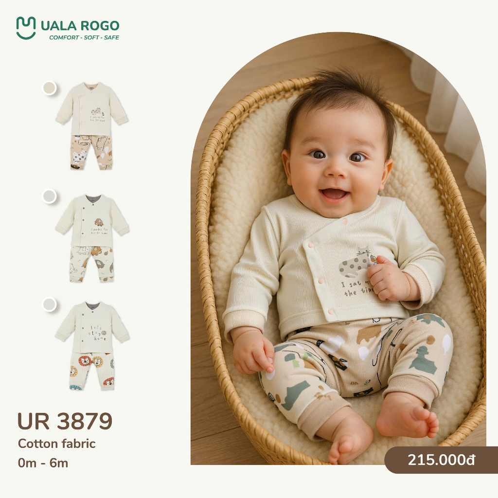 (3-9kg) Bộ Dài Tay Sơ Sinh Mỏng Uala UR2187 UR3716 UR2147 UR3717 UR3718 UR3878 UR501 UR495 UR083 UR525 UR046