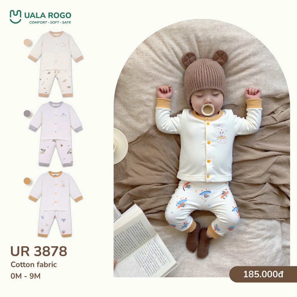 (3-9kg) Bộ Dài Tay Sơ Sinh Mỏng Uala UR2187 UR3716 UR2147 UR3717 UR3718 UR3878 UR501 UR495 UR083 UR525 UR046