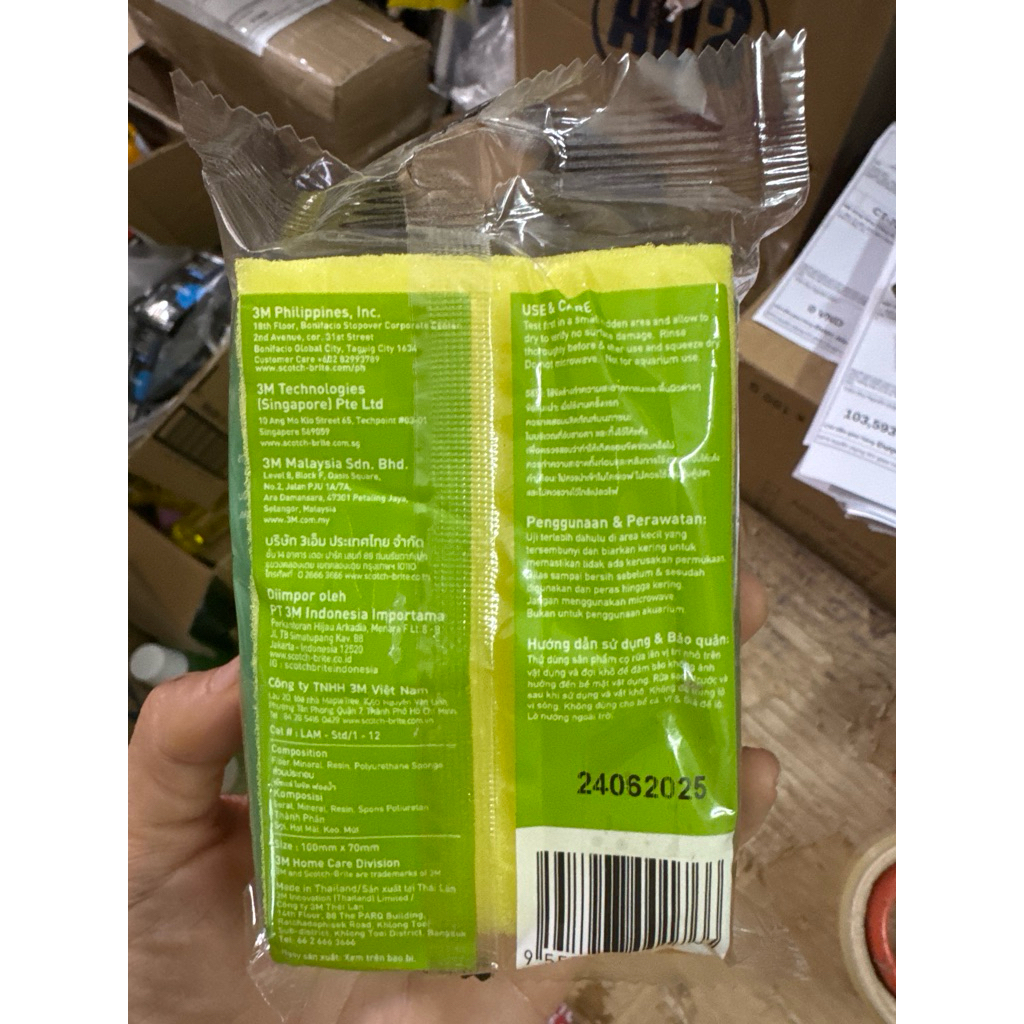 Miếng Bọt Biển Rửa Chén Bát Xanh Vàng Tiện Dụng, Miếng Cọ Rửa Xoong Nồi Sạch Bóng Giá Rẻ