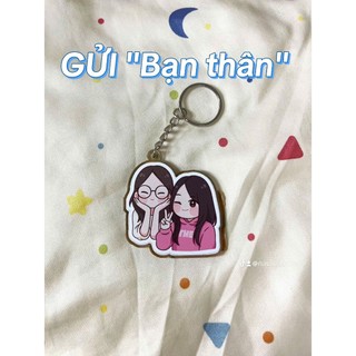 Móc khóa chibi bạn thân, in 2 mặt sắc nét