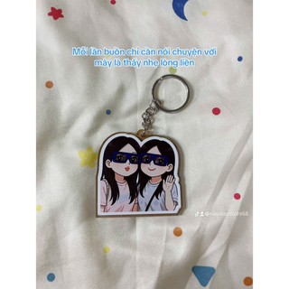Móc khóa chibi bạn thân, in 2 mặt sắc nét