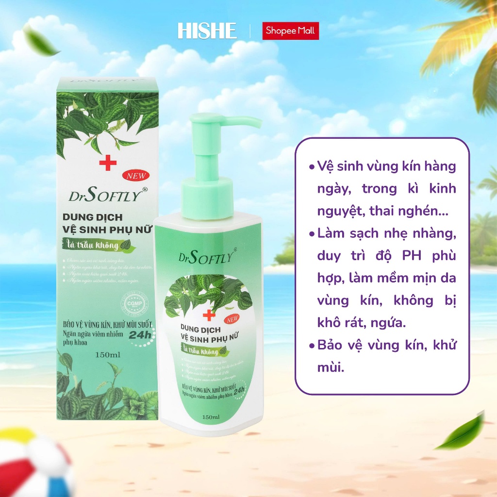[ Tặng 1 gói BVS ] Dung dịch vệ sinh phụ nữ DrSoftly 150ml – Lá trầu không kháng khuẩn, sạch thoáng