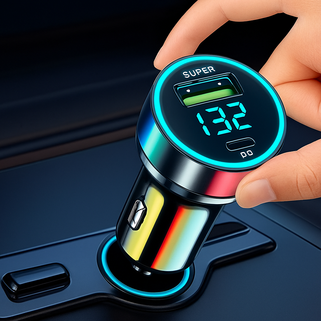 Tẩu sạc nhanh Super PD 60W 2-in-1 Car Charger với 1 cổng 3.0 USB + 1 cổng Type C