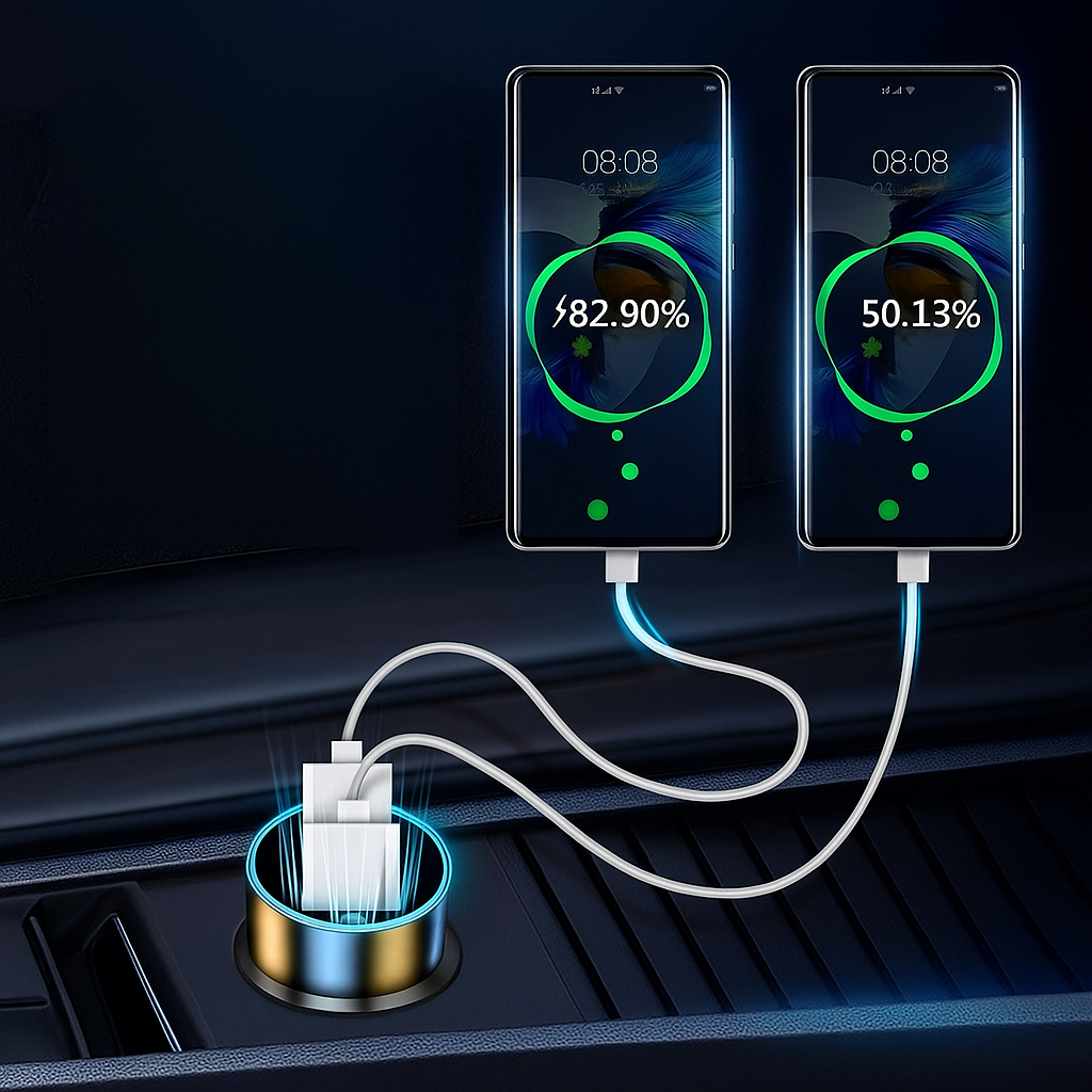 Tẩu sạc nhanh Super PD 60W 2-in-1 Car Charger với 1 cổng 3.0 USB + 1 cổng Type C