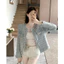 Áo Khoác Dạ Tweed cardigan Cổ Tròn Dáng crotop thiết kế túi giả dáng lửng cho nữ hàng QCCC-TD151