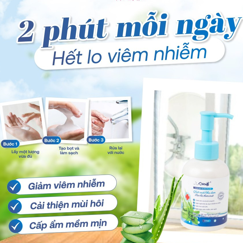 Dung dịch vệ sinh DrSusoft Nha Đam Bạc Hà - cho Bé Gái và Phụ Nữ làm sạch dịu nhẹ, cân bằng độ PH, khử mùi hôi khó chịu