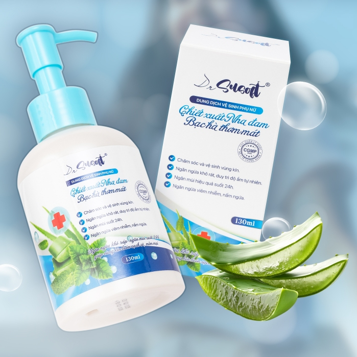 Dung dịch vệ sinh DrSusoft Nha Đam Bạc Hà - cho Bé Gái và Phụ Nữ làm sạch dịu nhẹ, cân bằng độ PH, khử mùi hôi khó chịu