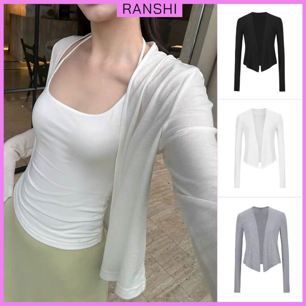 [CÓ SIZE] Áo Khoác Cardigan Mỏng Dài Tay Dáng Vừa RANSHI Thu Đông Dễ Phối Đồ Chất Thun Cotton