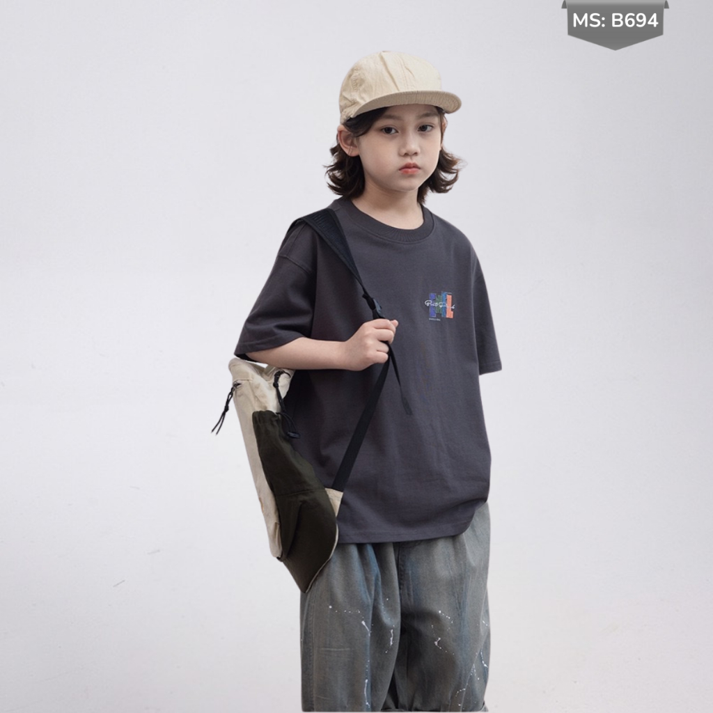 Áo Thun Ngắn Tay Mùa Hè Cho Bé Trai, Bé Gái In Hình Năng Động, Cổ Tròn B694 | JJ Kids Fashion