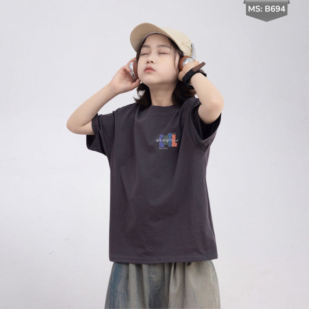 Áo Thun Ngắn Tay Mùa Hè Cho Bé Trai, Bé Gái In Hình Năng Động, Cổ Tròn B694 | JJ Kids Fashion