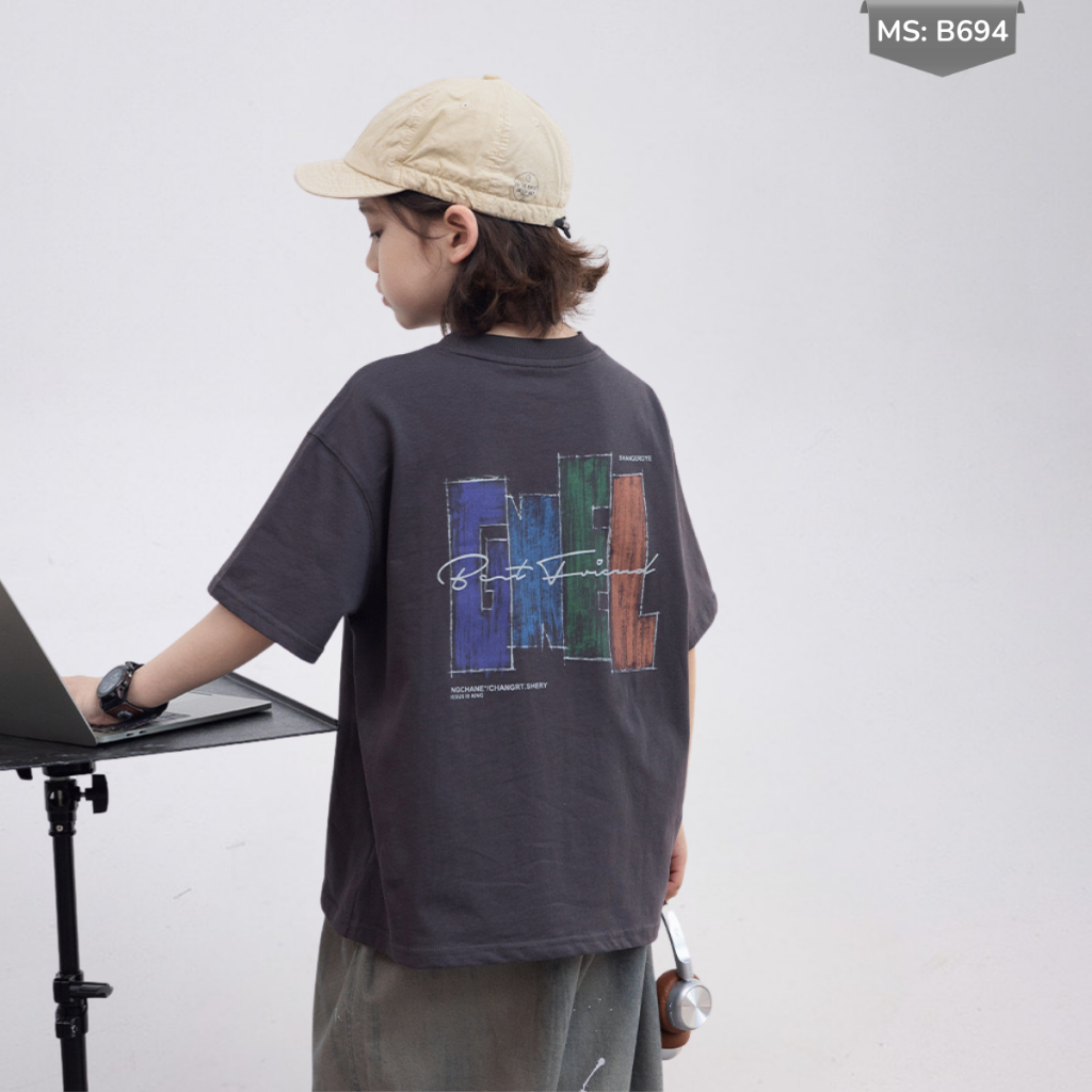 Áo Thun Ngắn Tay Mùa Hè Cho Bé Trai, Bé Gái In Hình Năng Động, Cổ Tròn B694 | JJ Kids Fashion