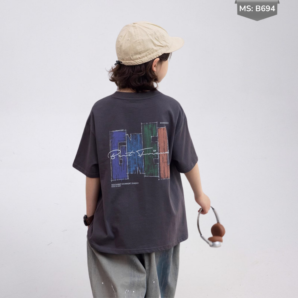 Áo Thun Ngắn Tay Mùa Hè Cho Bé Trai, Bé Gái In Hình Năng Động, Cổ Tròn B694 | JJ Kids Fashion