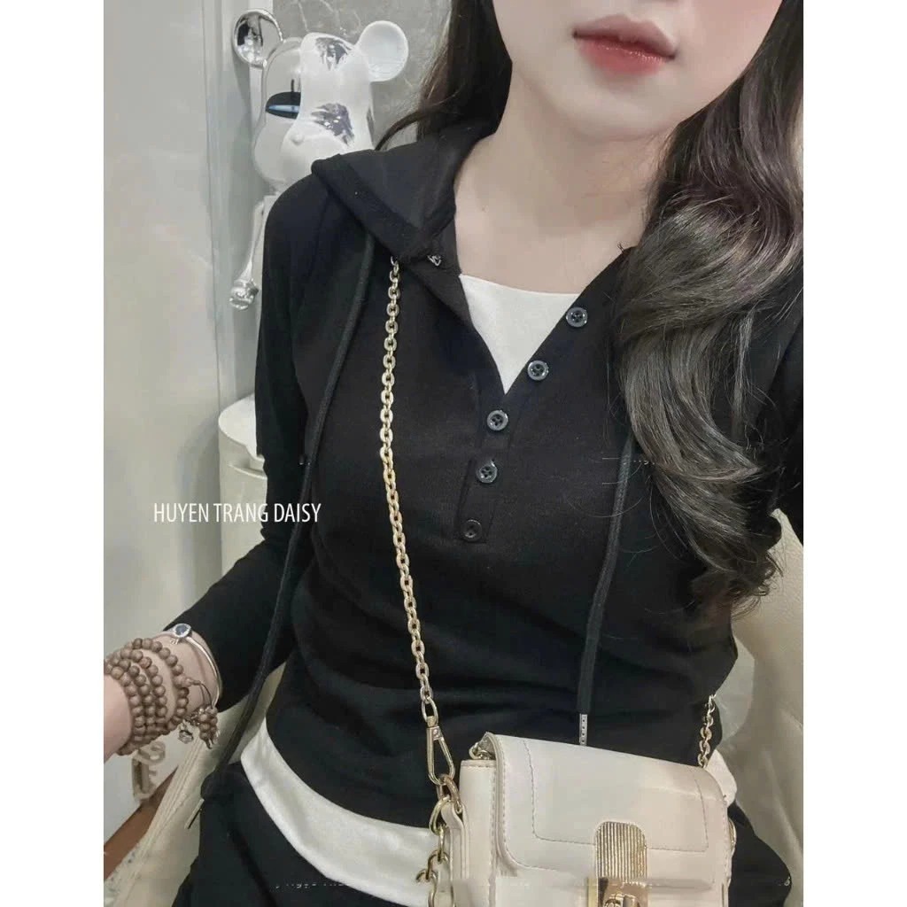 Sét nữ dáng ôm boddy phối lót trắng cài cúc trend 4 mùa fresize 38-55kg