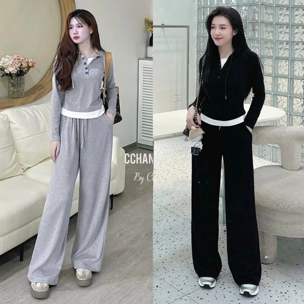 Sét nữ dáng ôm boddy phối lót trắng cài cúc trend 4 mùa fresize 38-55kg