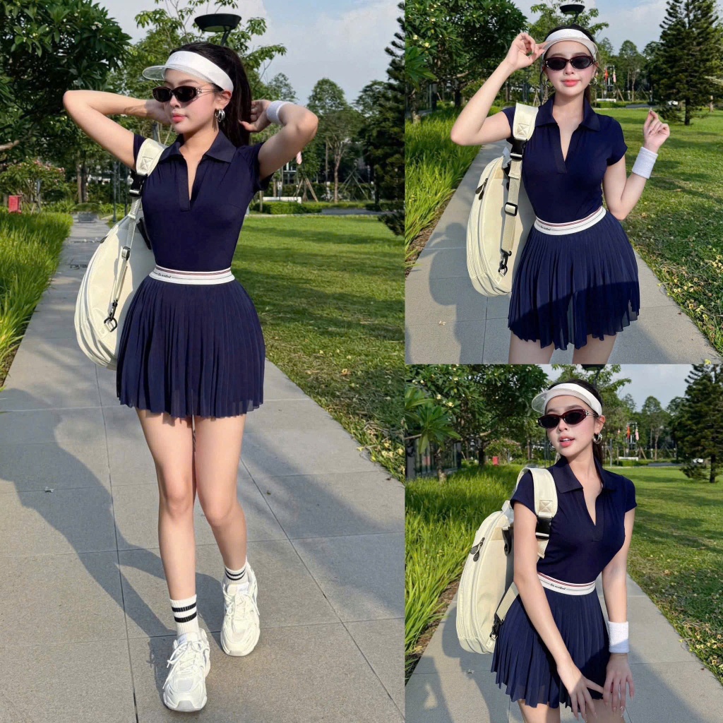 Bộ thể thao nữ, Bộ Quần Áo chơi Tennis, Pickleball, Golf, Cầu lông...Hàng QC cao cấp
