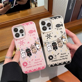 Ốp Lưng iPhone TPU Hoạ Tiết Da Mềm Happy Cat Chống Sốc Chống Bẩn Cao Cấp - iP X/XS/11/12/13/14/15/16/17/Plus/Pro/Max/Air
