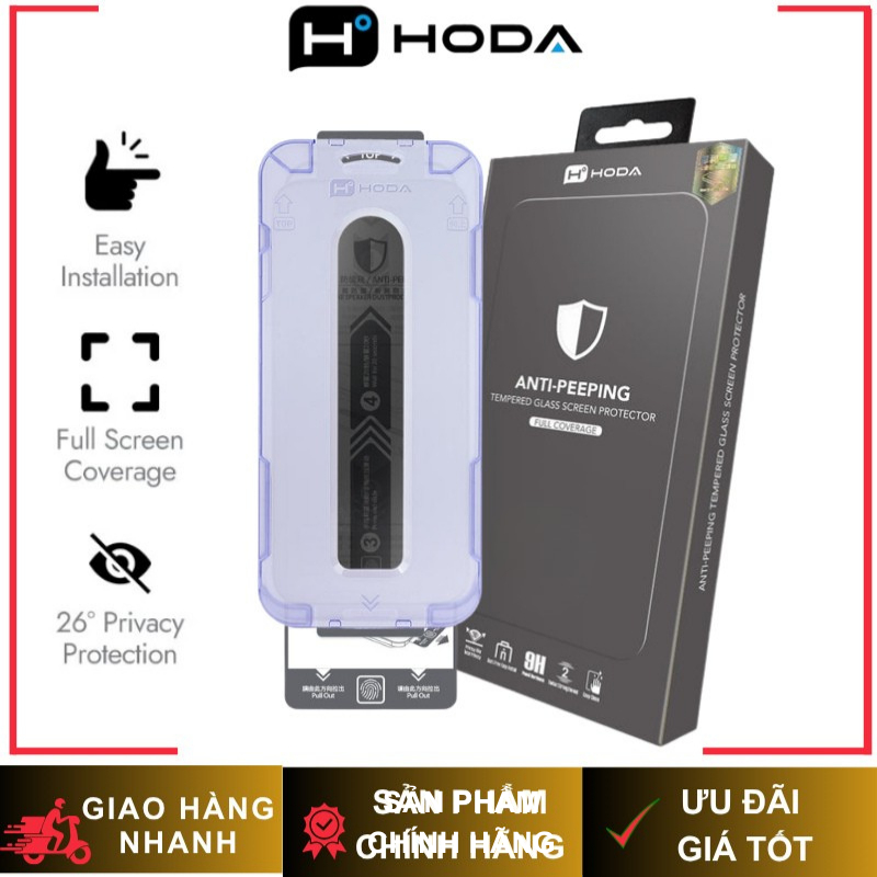 Cường Lực 2.5D Chống Nhìn Trộm HODA Bảo Vệ Sự Riêng Tư Có Khung Trợ Dán cho iP 17/16/ 15/14 Series