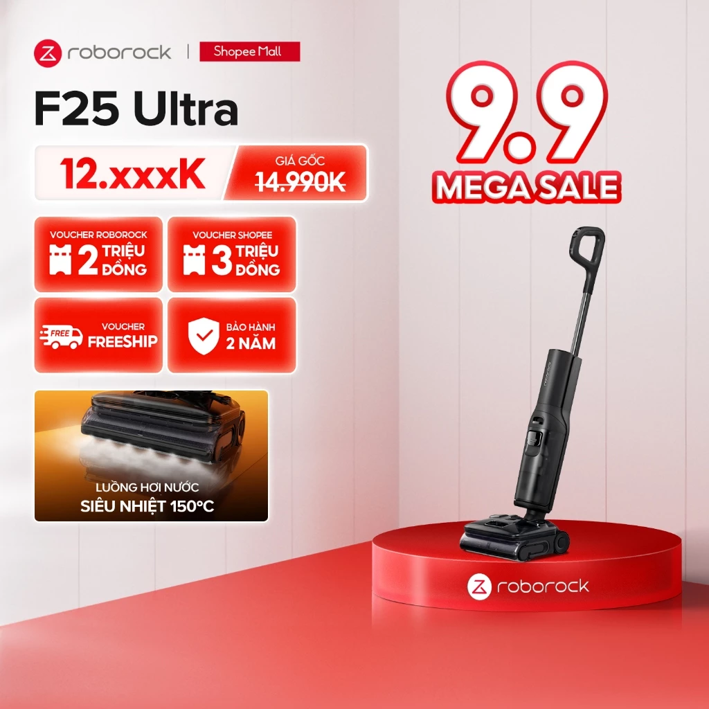 Roborock F25 Ultra máy hút bụi lau nhà hơi nước nóng | Lực hút 22000pa | Bảo hành 24 tháng