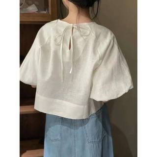 𝗠𝗼𝗿𝗶 𝗟𝗶𝗻𝗲𝗻  A02 - |LY LINEN| - Áo linen thắt nơ sau lưng