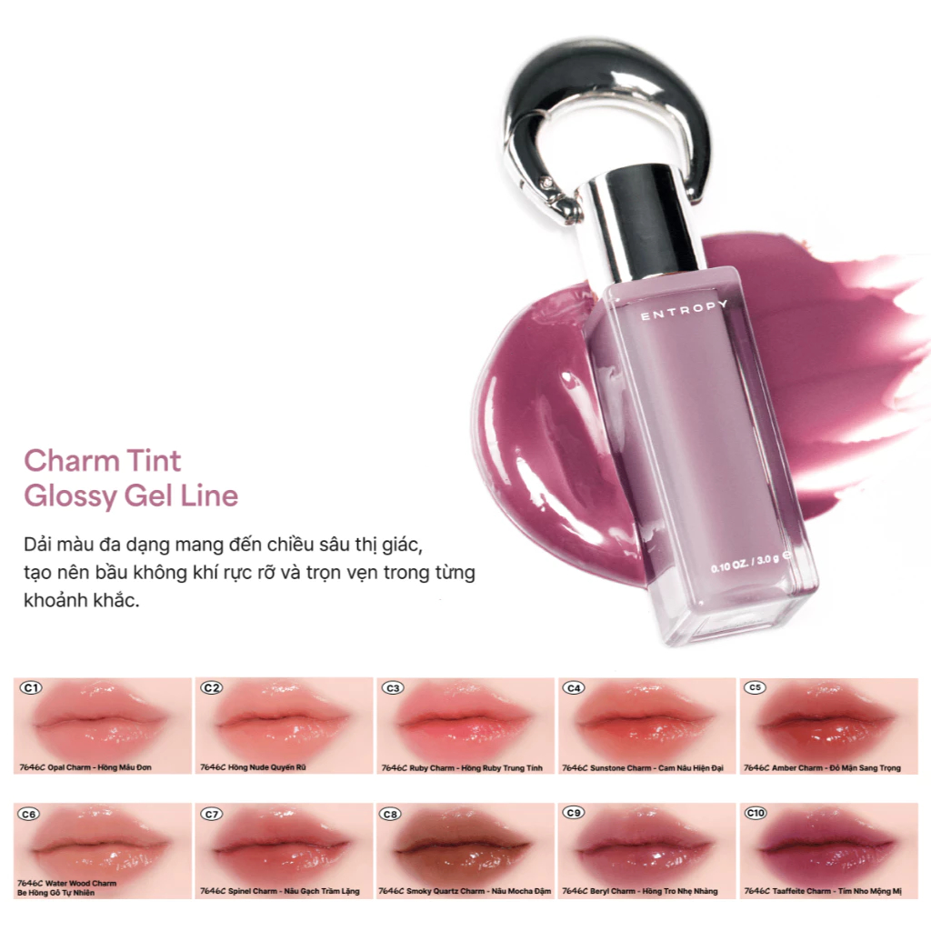 Entropy Son Charm Tint Glossy Gel Công Nghệ Gel Dưỡng Ẩm Nhiều Lớp Căng Mọng Bóng Như Makeup Filter 3.0g