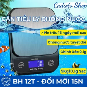 Cân Tiểu Ly Điện Tử Chống Nước 5Kg/0.1g Cadioto – Cân Nhà Bếp Dùng Sạc, Cân Gia Vị, Làm Bánh