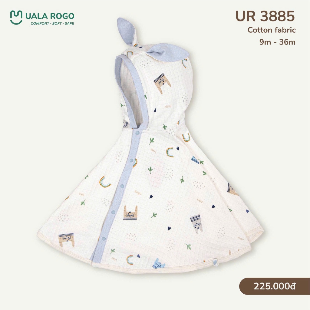 (8,5-16kg) Áo Choàng Nỉ Hoạ Tiết Cho Bé Uala UR3885