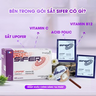 Sắt Sifer Chính Hãng - Bột Sắt Sinh Học Dễ Hấp Thu Cho Bà Bầu & Mẹ Sau Sinh - Nhập Khẩu Pháp (Hộp 60 Gói)