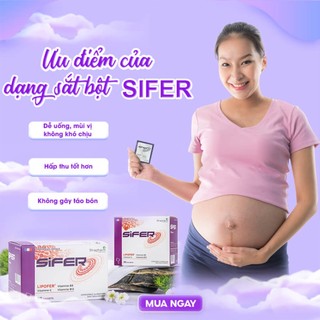 Sắt Sifer Chính Hãng - Bột Sắt Sinh Học Dễ Hấp Thu Cho Bà Bầu & Mẹ Sau Sinh - Nhập Khẩu Pháp (Hộp 60 Gói)