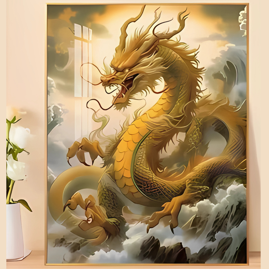 Tranh Rồng Phượng Vượng Khí Chiêu Tài Tráng Gương Cao Cấp - OHA Decor